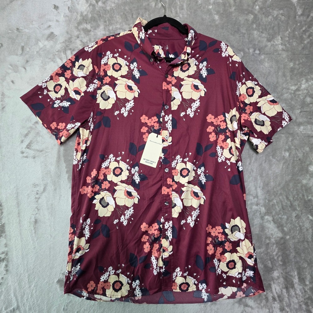 Abercrombie & Fitch Mens Large Tall Floral Air Dont Sweat It Button Up Shirt NWT